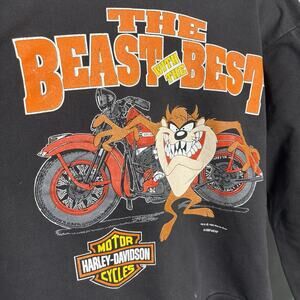 Vintage 1993 Looney Tunes x Harley Davidson Motorcycles Medium Black Sweatshirt